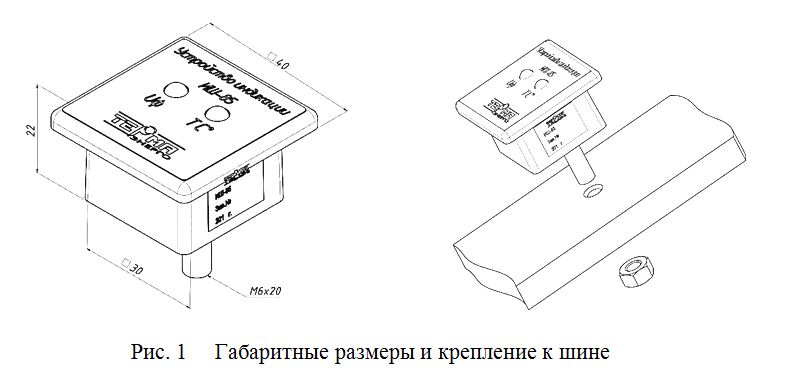 Габаритные размеры и крепление к шине